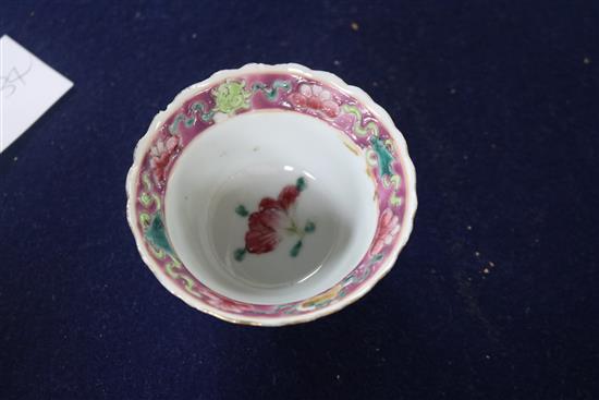 A Chinese silver dish and a porcelain bowl.